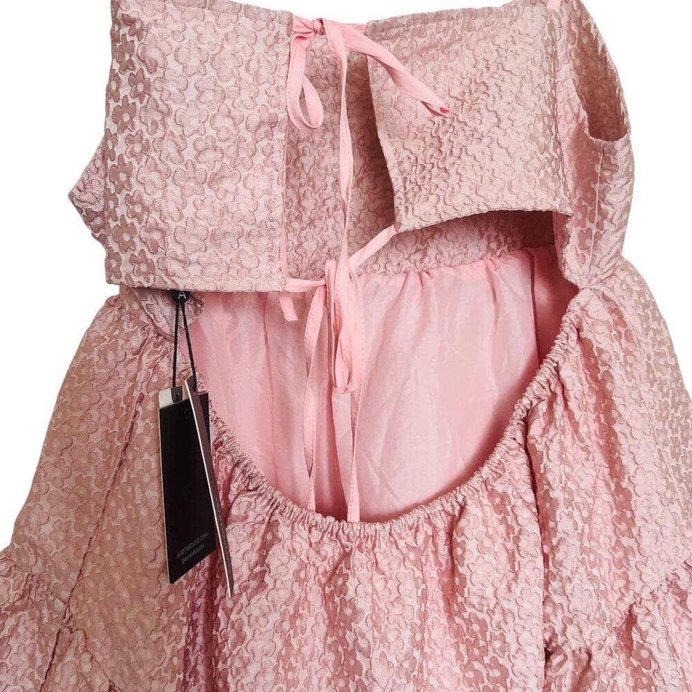 Aureta Studios X Anthropologie Bubble Hem Pink Dress Size M - Picture 4 of 5
